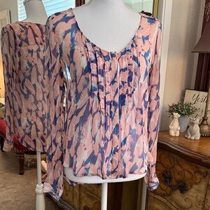 Maeve Silk Pink and Blue Blouse